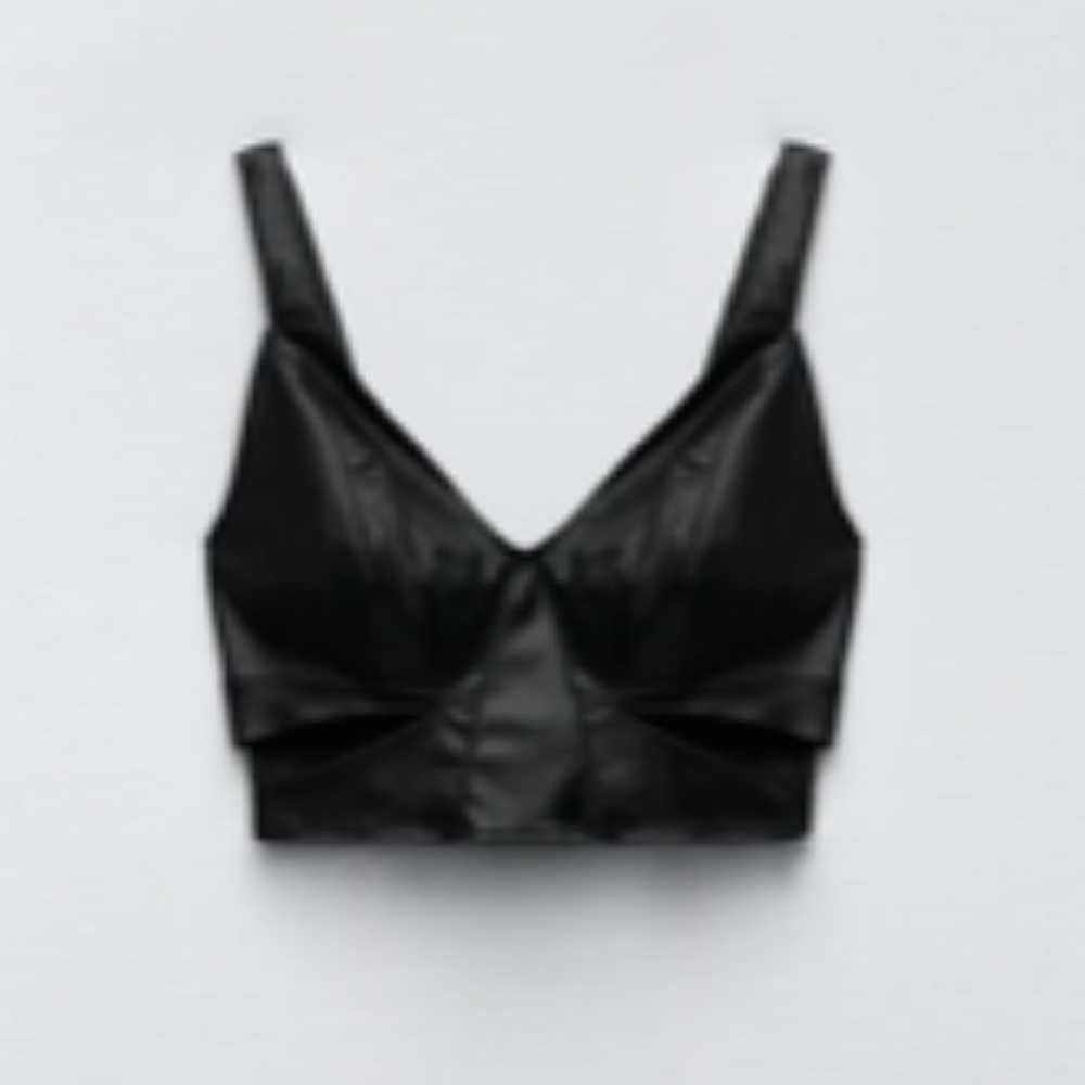 Faux Leather Cut Out Top